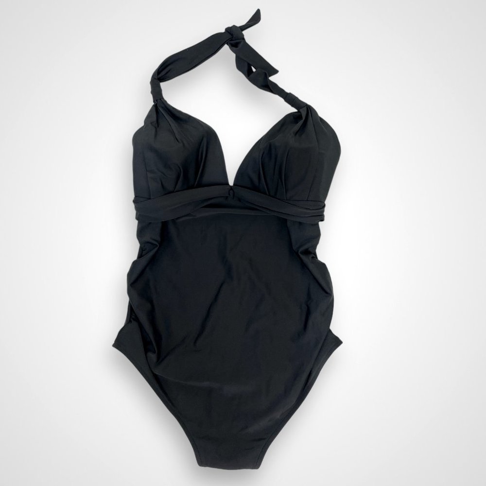 Seraphine Women's Size Medium Maternity Black One Piece Swimsuit